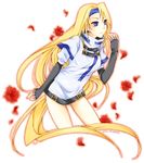  bad_id bad_pixiv_id blonde_hair blue_eyes blue_headband bottomless flower guilty_gear haibane_22 hairband headband long_hair millia_rage rose solo 