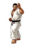  barefoot black_hair dougi fighting_stance karate male_focus muscle official_art ogura_eisuke ryuuko_no_ken solo takuma_sakazaki the_king_of_fighters the_king_of_fighters_xiii toes 
