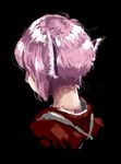  animal_ears black_background faux_traditional_media from_behind fur hair_over_eyes mitsumoto_jouji mystia_lorelei pink_hair realistic short_hair solo touhou upper_body 