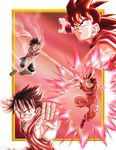  battle crossover dragon_ball gear_second kaio_ken male_focus monkey_d_luffy multiple_boys one_piece red son_gokuu 