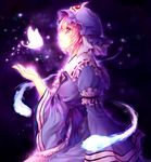  bad_id bad_pixiv_id bug butterfly ghost glowing hat hitodama insect pink_eyes pink_hair profile purple saigyouji_yuyuko short_hair solo touhou triangular_headpiece wide_sleeves yuuna_minato 