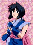  1girl black_hair blue_eyes female fingerless_gloves gloves japanese_clothes long_hair makimachi_misao ninja ponytail rurouni_kenshin solo tenten2 