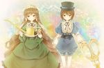  bad_id bad_pixiv_id brown_hair dress frills green_eyes hat heterochromia long_hair michii_yuuki multiple_girls pantyhose red_eyes rozen_maiden siblings sisters souseiseki suiseiseki twins very_long_hair watering_can 