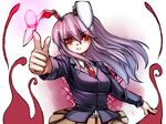  animal_ears blazer bunny_ears danbo_(rock_clime) jacket long_hair necktie purple_hair red_eyes red_neckwear reisen_udongein_inaba solo touhou 