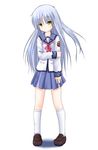  alternate_costume angel_beats! ao_uribou bad_id bad_pixiv_id blue_hair kneehighs long_hair school_uniform serafuku socks solo tenshi_(angel_beats!) yellow_eyes 