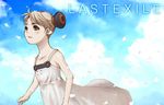  alvis_hamilton blonde_hair bun_cover child cloud day double_bun dress last_exile petals sky solo takenoko_(flamingo_garden) 