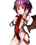  alternate_costume bad_id bad_pixiv_id bare_legs bat_wings belt detached_sleeves drinking drinking_straw highres jewelry necktie organ_derwald purple_hair red_eyes remilia_scarlet short_hair solo touhou wings 