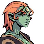  ganondorf genderswap green_skin lowres nintendo orange_hair the_legend_of_zelda 