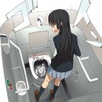  a1 akiyama_mio commentary_request k-on! school_uniform solo toilet train_interior 