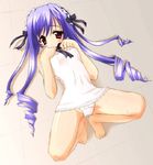  aria_(sister_princess) artist_request barefoot camisole drill_hair lying on_back panties sister_princess solo squatting underwear white_panties 
