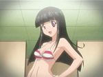  animated animated_gif bangs bikini blunt_bangs blunt_ends brown_hair ichihara_momoko indoors long_hair looking_at_viewer love_get_chu lowres non-web_source open_mouth purple_eyes screencap solo spinning standing striped striped_bikini swimsuit upper_body 