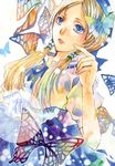  blonde_hair blue_eyes bug butterfly insect original rioka_(southern_blue_sky) solo 