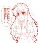  asahina_mikuru long_sleeves lowres maid monochrome musashiya_chougenbou solo suzumiya_haruhi_no_yuuutsu translated 
