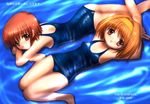  arms_up asahimaru blonde_hair brown_hair gift_art kaho_(sister_princess) mamoru_(sister_princess) multiple_girls one-piece_swimsuit open_mouth red_hair school_swimsuit sister_princess swimsuit water zanshomimai 