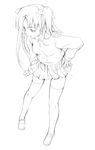  fate/stay_night fate_(series) greyscale hand_on_hip kashi long_hair long_sleeves monochrome skirt solo thighhighs toosaka_rin twintails 