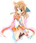  bishoujo_senshi_sailor_moon bow cosplay emurin magical_girl orange_skirt panties ragnarok_online sailor_senshi_costume sailor_senshi_uniform side-tie_panties skirt solo taekwon underwear white_panties 