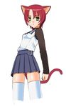  animal_ears cat_ears green_eyes long_sleeves my-hime petite red_hair school_uniform solo tail thighhighs umekichi yuuki_nao 