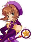  90s artist_request cardcaptor_sakura hat hoshi_no_tsue kinomoto_sakura lowres magical_girl purple_hat solo transparent_background 
