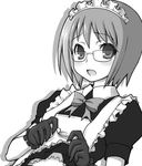  glasses greyscale kimarin lowres maid monochrome original solo 