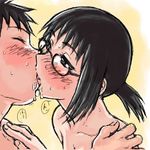  1girl genshiken glasses hetero kiss lowres mori-soba ogiue_chika sasahara_kanji 