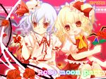  bat_wings blonde_hair blue_hair flandre_scarlet flower hat hinayuki_usa kuroya_shinobu mob_cap multiple_girls red_eyes remilia_scarlet rose short_hair siblings sisters touhou wings 