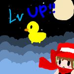  :o bird blush cloud doukutsu_monogatari duck hat lowres moon mspaint night quote scarf star 