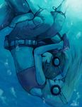  1girl artist_request curly_brace doukutsu_monogatari hug lowres quote robot_ears underwater 
