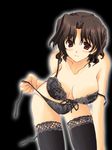  all_fours black_bra black_legwear black_panties bra lingerie mature panties side-tie_panties solo strap_slip thighhighs third-party_edit to_heart_2 underwear underwear_only untied yuzuhara_haruka 