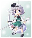  bloomers hitodama konpaku_youmu konpaku_youmu_(ghost) long_sleeves narisawa_naruo solo touhou underwear white_bloomers 