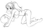  asahina_mikuru ball barefoot bikini greyscale masakichi_(heppouku) monochrome sketch solo suzumiya_haruhi_no_yuuutsu swimsuit 