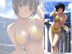  bikini blue_sky breasts cloud day hashimoto_takashi horizon ichinose_mio looking_at_viewer medium_breasts navel outdoors short_hair sky swimsuit white_breath zoom_layer 