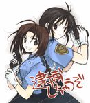  gloves kobayakawa_miyuki multiple_girls police police_uniform policewoman shima_tokio tsujimoto_natsumi uniform white_gloves you're_under_arrest 
