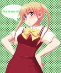  blonde_hair kashimashi kuroo_(project_apricot) kurusu_tomari red_hair school_uniform solo twintails 