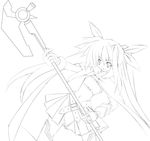  bardiche belt cape fate_testarossa fdai gauntlets gloves greyscale hair_ribbon long_hair lyrical_nanoha magical_girl mahou_shoujo_lyrical_nanoha miniskirt monochrome ribbon single_gauntlet single_glove skirt solo thighhighs twintails zettai_ryouiki 