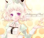  animal_ears blonde_hair cat_ears copyright_request long_sleeves mogami_rio purple_eyes solo tongue 