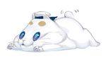 aria aria_pokoteng artist_request beret blue_eyes cat hat lying motion_lines no_humans on_stomach paws simple_background sploot tail tail_wagging whiskers white_background white_fur 