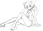  animal_ears bikini cat_ears copyright_request greyscale monochrome shijou_sadafumi sketch solo swimsuit tail 