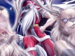  angry antlers beard belt boots christmas christmas_present_(ail) facial_hair game_cg glowing glowing_eyes hand_on_hip hat lord_of_santa muscle night reindeer ribahara_aki santa_claus santa_costume santa_hat scar scar_across_eye star teeth tongue white_hair 