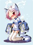  animal_ears buruma cat_ears copyright_request gym_uniform long_sleeves lowres mecha_musume nekobanana robot_ears solo thighhighs 