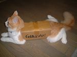  cardboard_box_gundam cat cosplay gundam no_humans photo white_base 