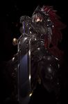  armor original red_eyes simple_background solo sword weapon yoshiwo 