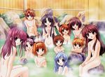  bath breasts everyone multiple_girls nipples nude onsen red_hair sister_princess small_breasts third-party_edit topless 