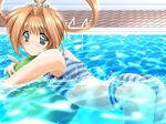  :o angel_egg arai_chiharu artist_request ass ball bent_over bikini blush brown_hair from_side game_cg green_eyes hair_rings partially_submerged pool pool_ladder refraction solo sparkle striped striped_bikini swimsuit tile_floor tiles 