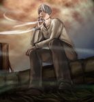  artist_request cigarette ginko hair_over_one_eye long_sleeves male_focus mushishi smoking solo 