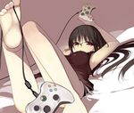  arima_senne barefoot between_toes controller feet game_console game_controller glasses kashiwamochi_yomogi original panties playing_games pov_feet side-tie_panties soles solo tank_top toes underwear video_game xbox_360 