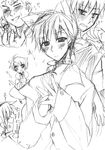  3boys artist_request catboy crossdressing greyscale higurashi_no_naku_koro_ni houjou_satoko irie_kyousuke long_sleeves lowres maebara_keiichi monochrome multiple_boys ooishi_kuraudo 