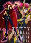  artist_request blue_eyes cape crown gundam gundam_zz haman_karn pink_hair solo 