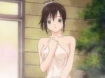  bath between_breasts black_hair breasts ichigo_100_percent screencap short_hair solo toujou_aya towel 