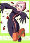  anemone_(eureka_seven) black_bodysuit bodysuit eureka_seven eureka_seven_(series) hair_ornament hairclip kuroo_(project_apricot) latex purple_hair single_vertical_stripe skin_tight solo spandex 