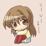  artist_request brown_eyes brown_hair chibi chin_rest crossed_arms knees_up leg_hug long_sleeves lowres momose_kurumi pani_poni_dash! sitting solo tears 